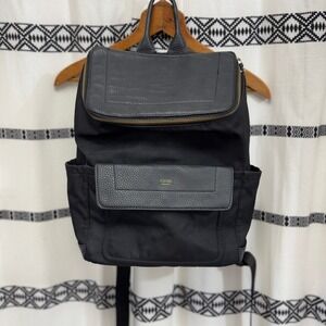Tutilo Black Nylon Backpack with Faux Leather Trim | Laptop Diaper‎ Travel Bag